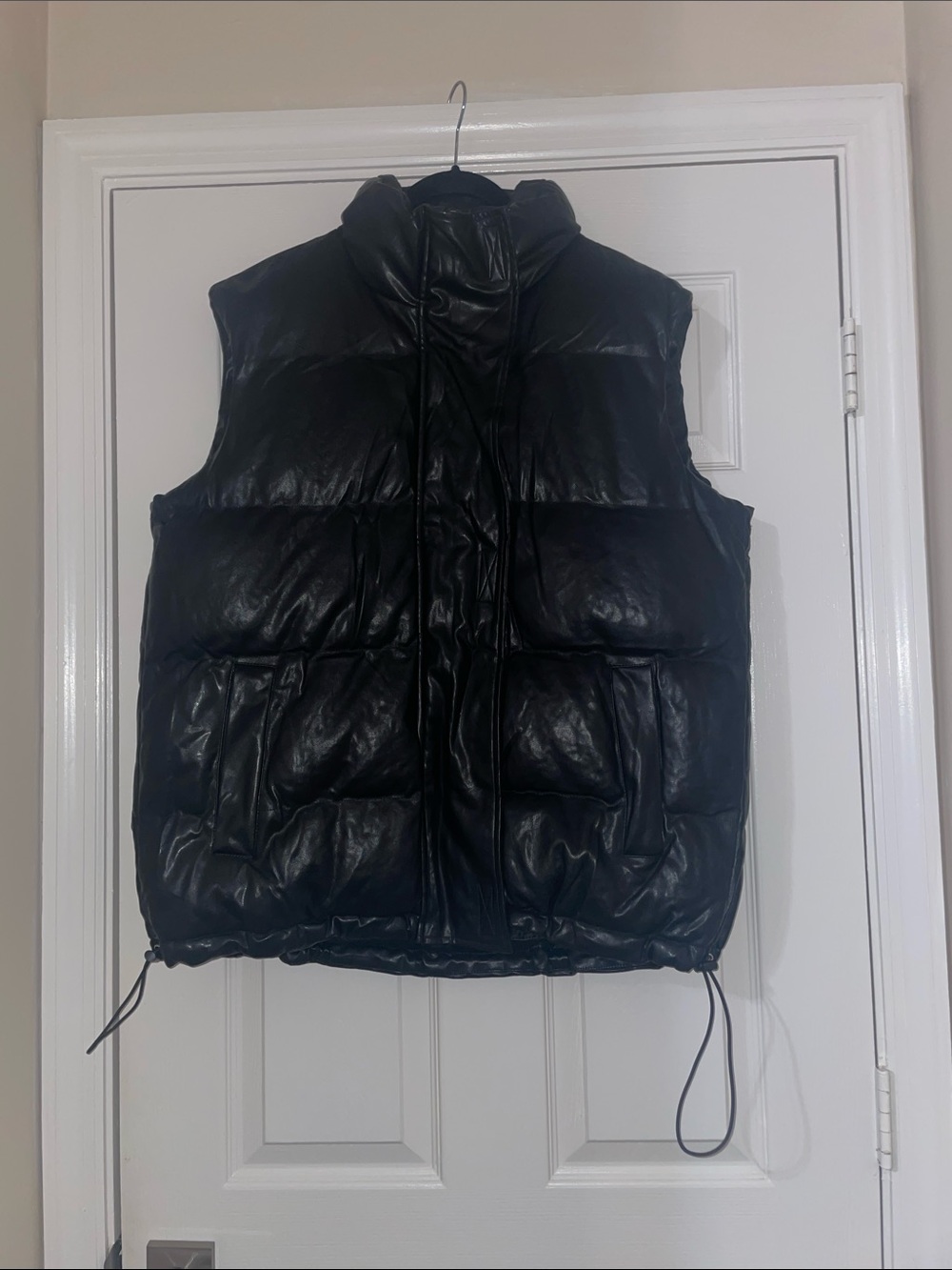 Missguided + Black Quilted Faux Leather Puffer Vest